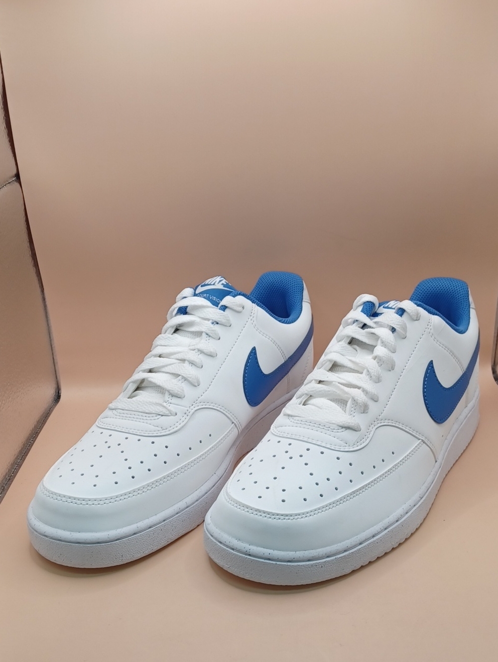 NWOB Nike Court Vision Low Sneaker-White/Blue Men Size 10 US HM9429-101